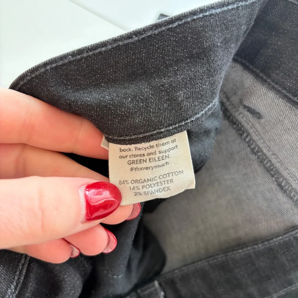 Eileen Fisher‎ Slim Jeans Womens 2 Black Organic Cotton Stretch F3MDN
